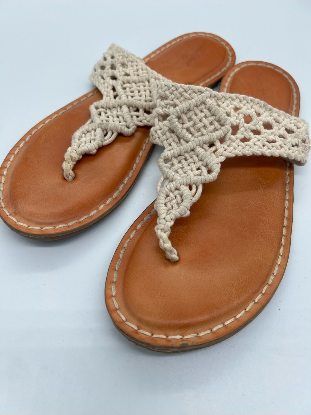 Woven Women’s Sandals in Cream - Picture 2 of 4